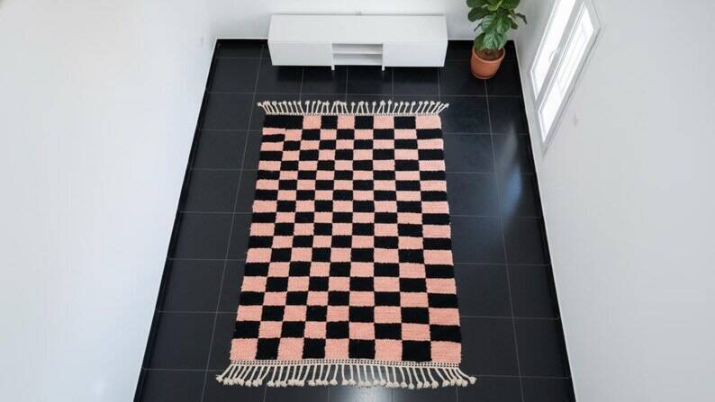 Authentic handwoven natural wool rug size 2/3 m