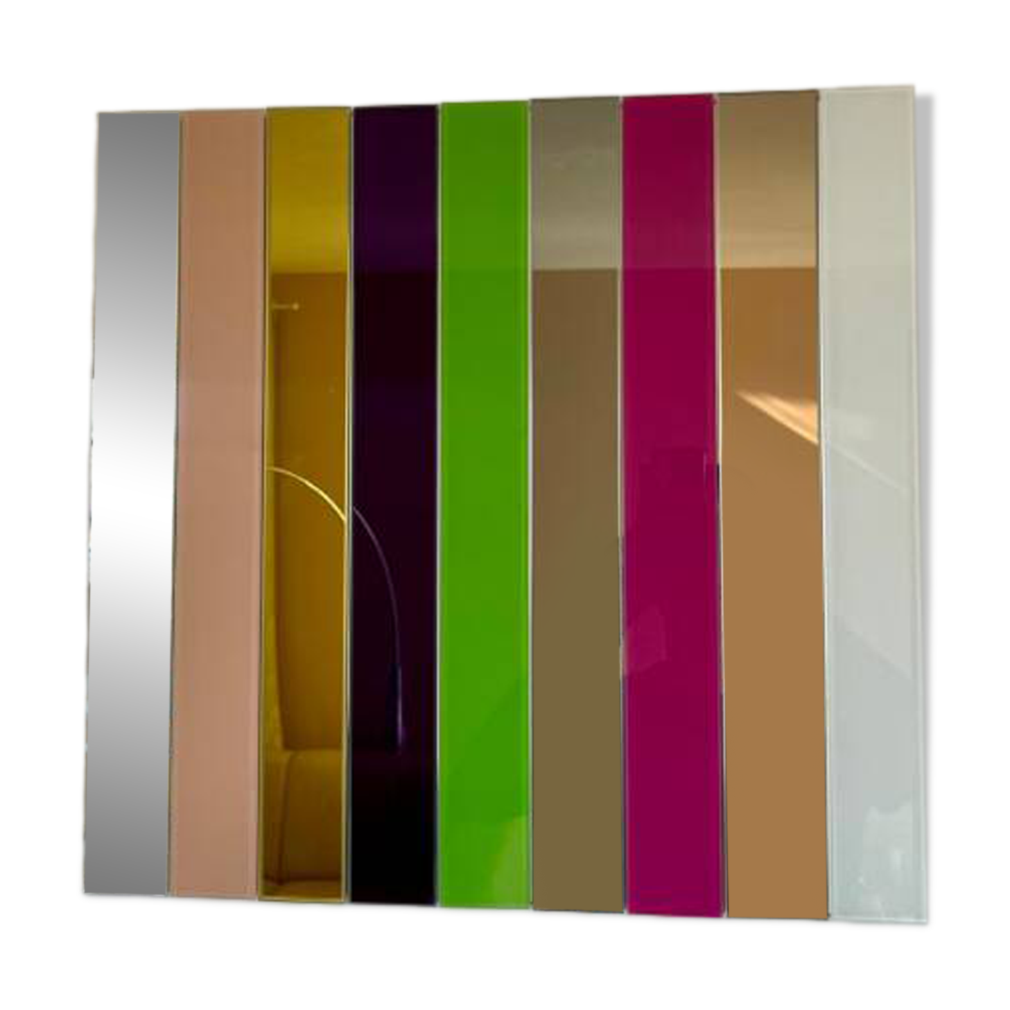 Andrea Lussoli — sculptural wall mirror in coloured glass, signed