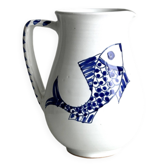 Hand decorated ceramic pitcher