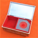 Vintage musical box with mirror psychedelic revolving wheel mechanism