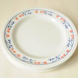 White Dinner Plates - Heart Pattern - Pink Blue (Set of 4)