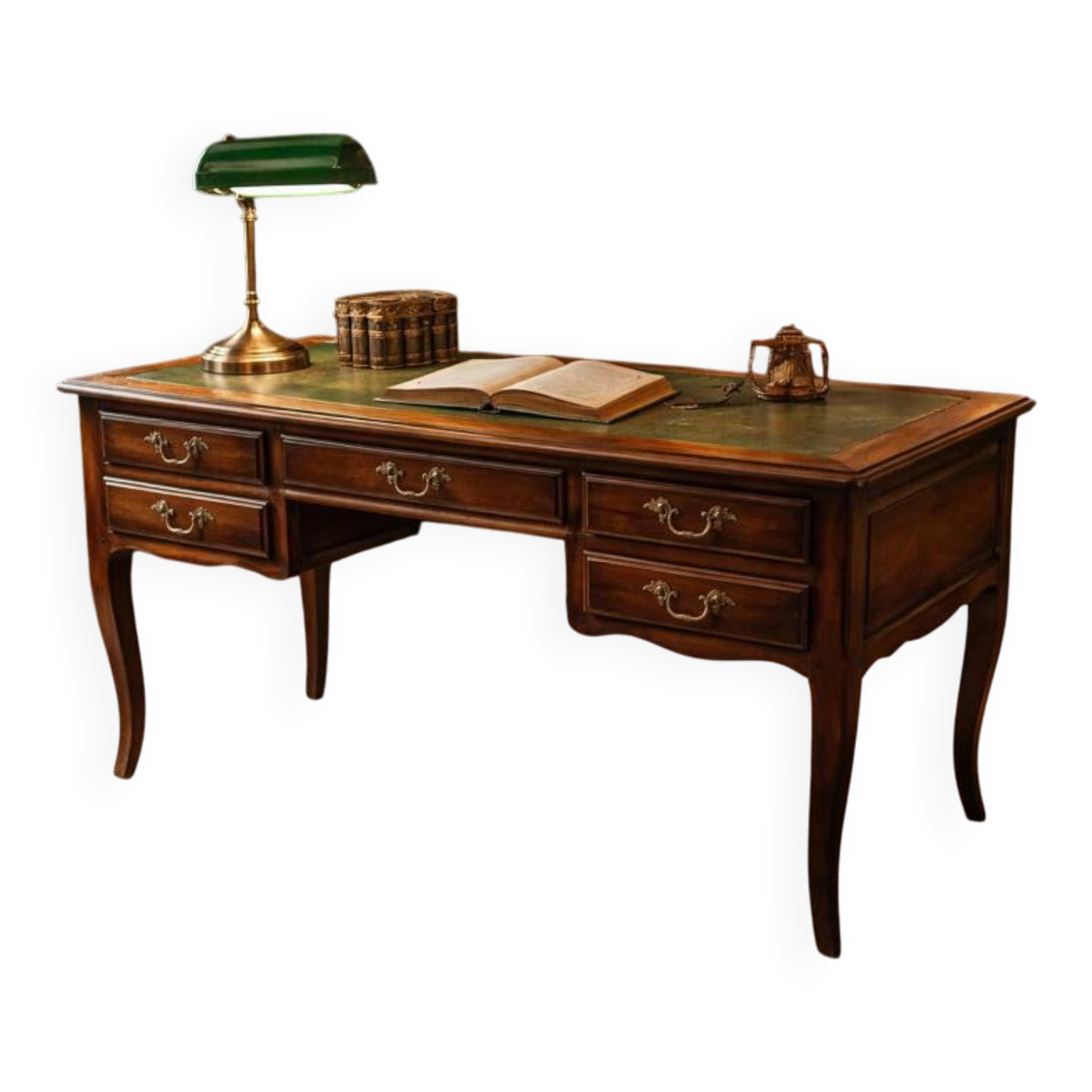 Bureau vintage bois et cuir