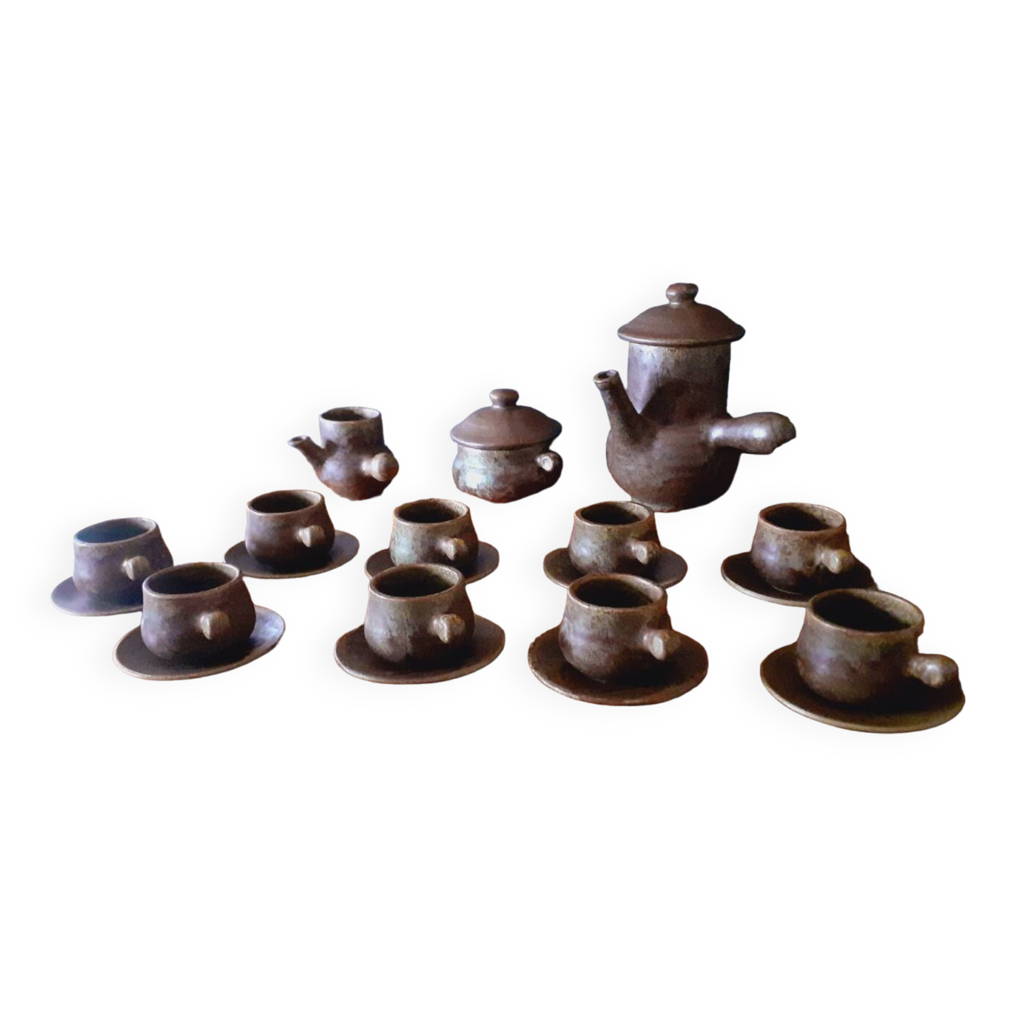 Vintage stoneware coffee set from the 60s, Maine Sars Pottery