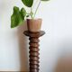 Screw press stool in carved wood