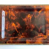 Plate of lucite scale and patinated brass