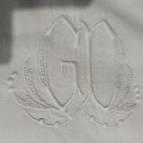 Drap ancien lin monogramme GC 220 X 320 cm