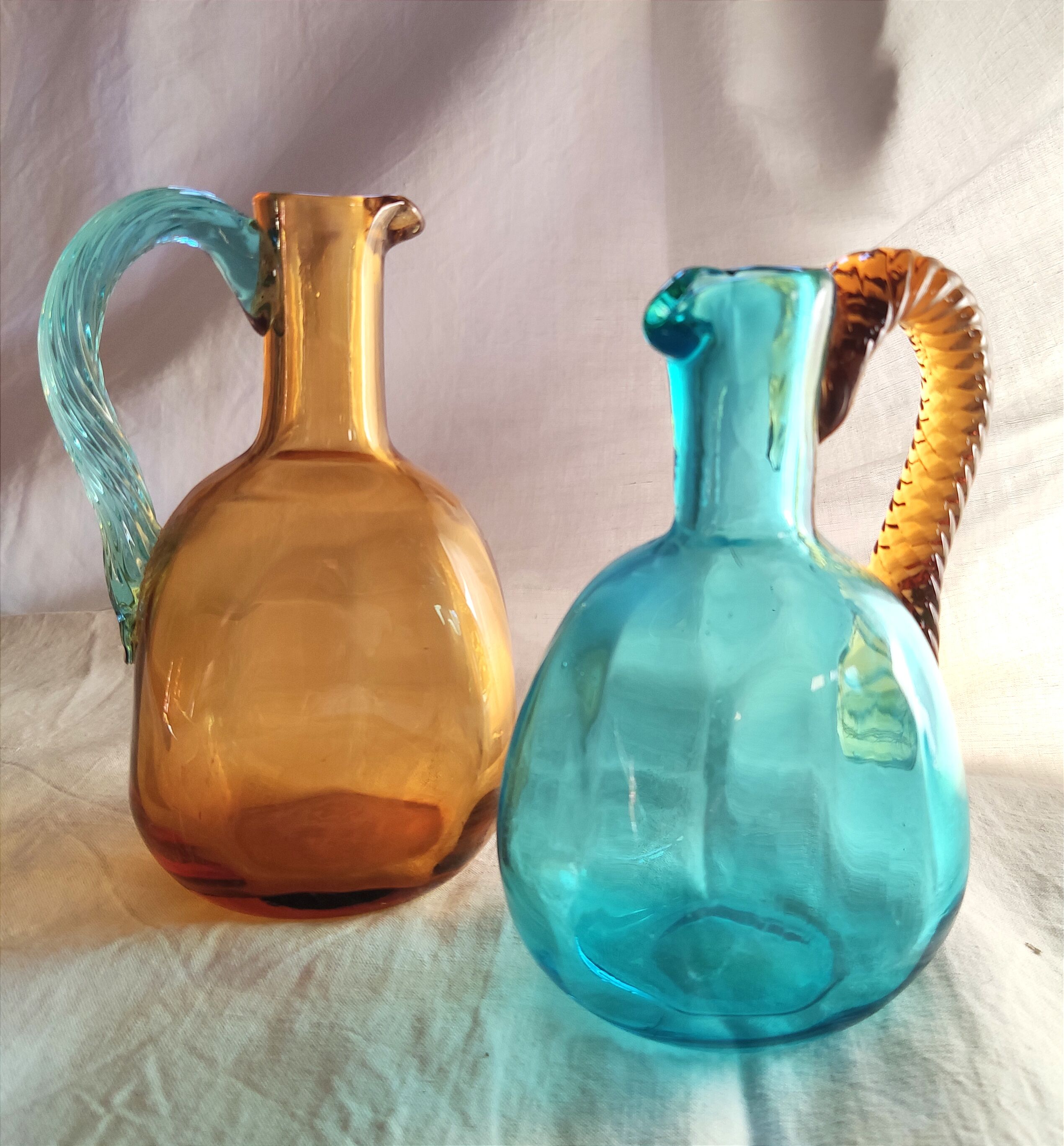 2 antique glass pitchers Georges Sand