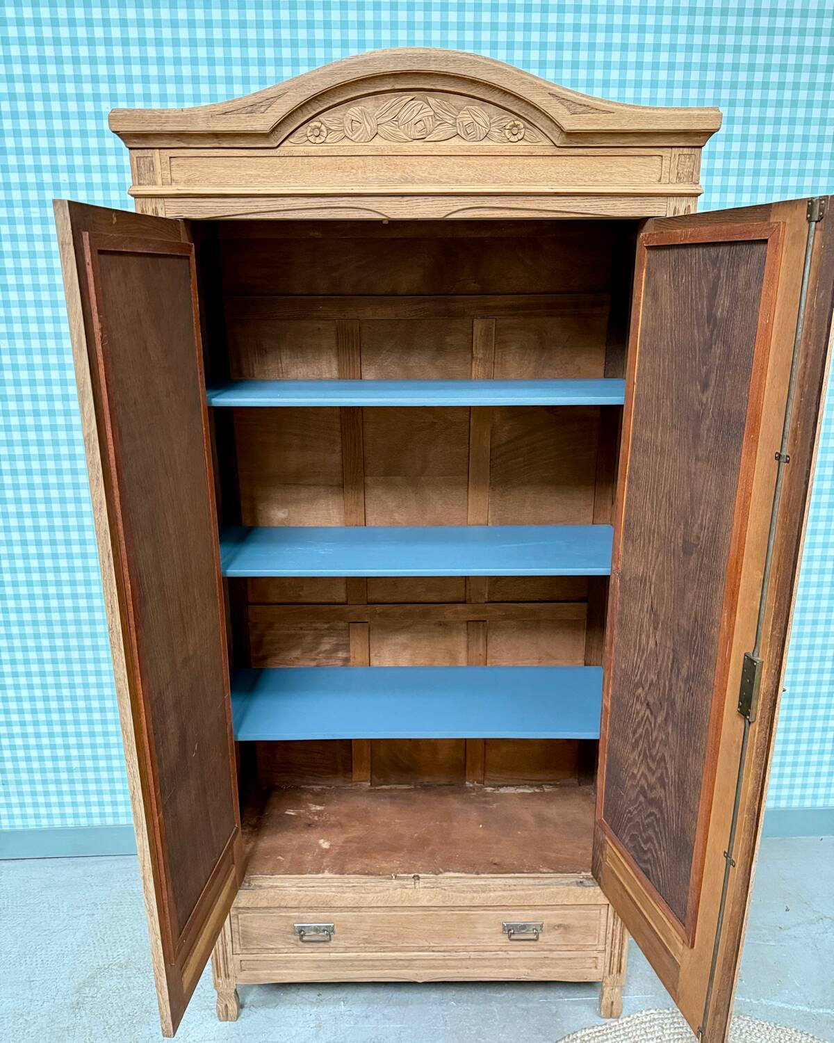 Art Deco oak wardrobe with mirrors (refurbished)