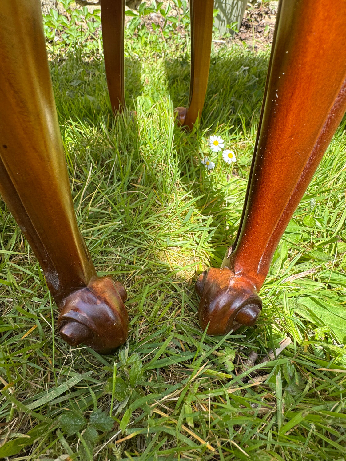 Pair of Louis XV style bedside tables in cherry wood, 1950s/70s.