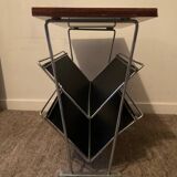 Vintage magazine rack with side table