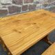 Vintage Scandinavian pine dining set, 1980s table and benches