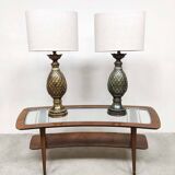 Ensemble de lampes de table ananas vintage en laiton, Français