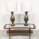 Vintage French brass pineapple table lamp set