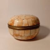 Handmade Round Camel Bone Brass Trinket Box