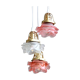 Chandelier suspension waterfall 3 lamps glass paste flower pink tulip old art deco