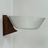 Vintage wall lamp, wood, chrome and white metal, Hagoort, Netherlands, 1960.