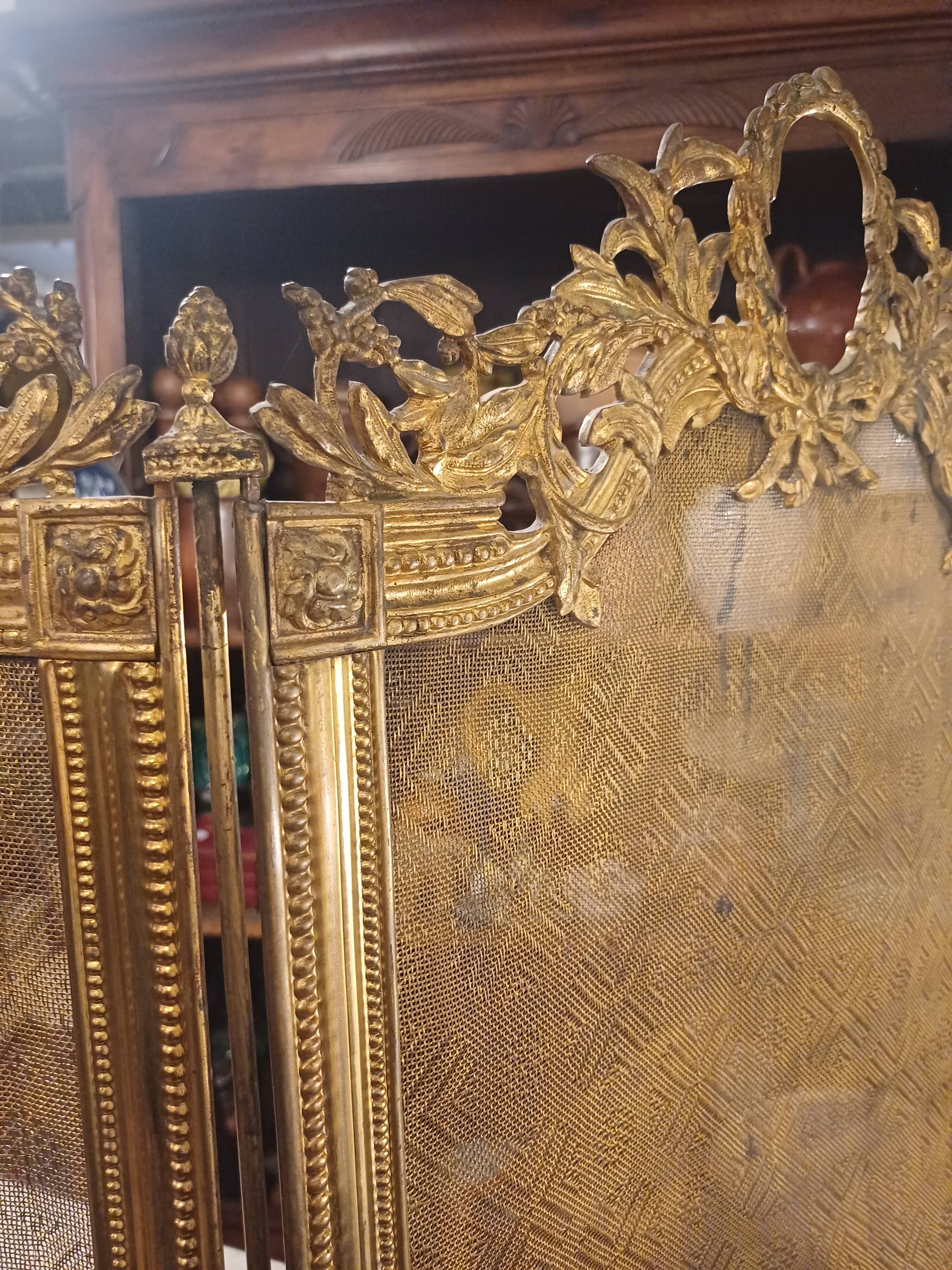 Very Beautiful Fireplace Screen 154 cm/77 cm in Bronze and Brass - Period 1880