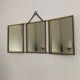 Vintage brass bevelled triptych mirror 1900 - 21 x 49 cm