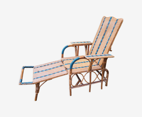 Fauteuil / chaise longue en rotin