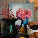 Vintage Empoli blown glass jug