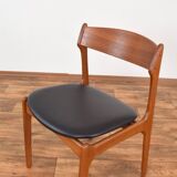 Mid-Century Danish Model 49 Teak & Leather Dining Chairs by Erik Buch for O.D. Møbler, 1960s.