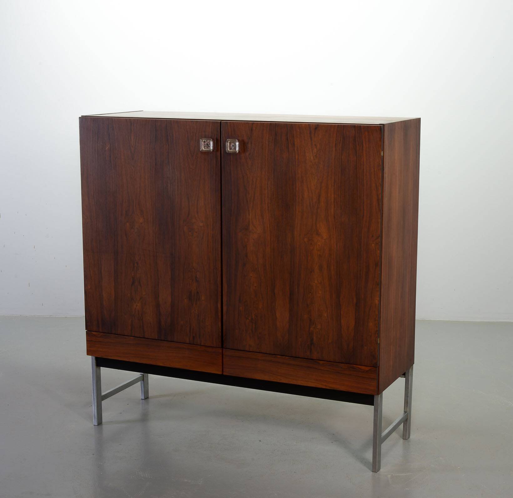 Fristho Franeker Vintage Design Rosewood Cabinet with Glass Handgrips 60s