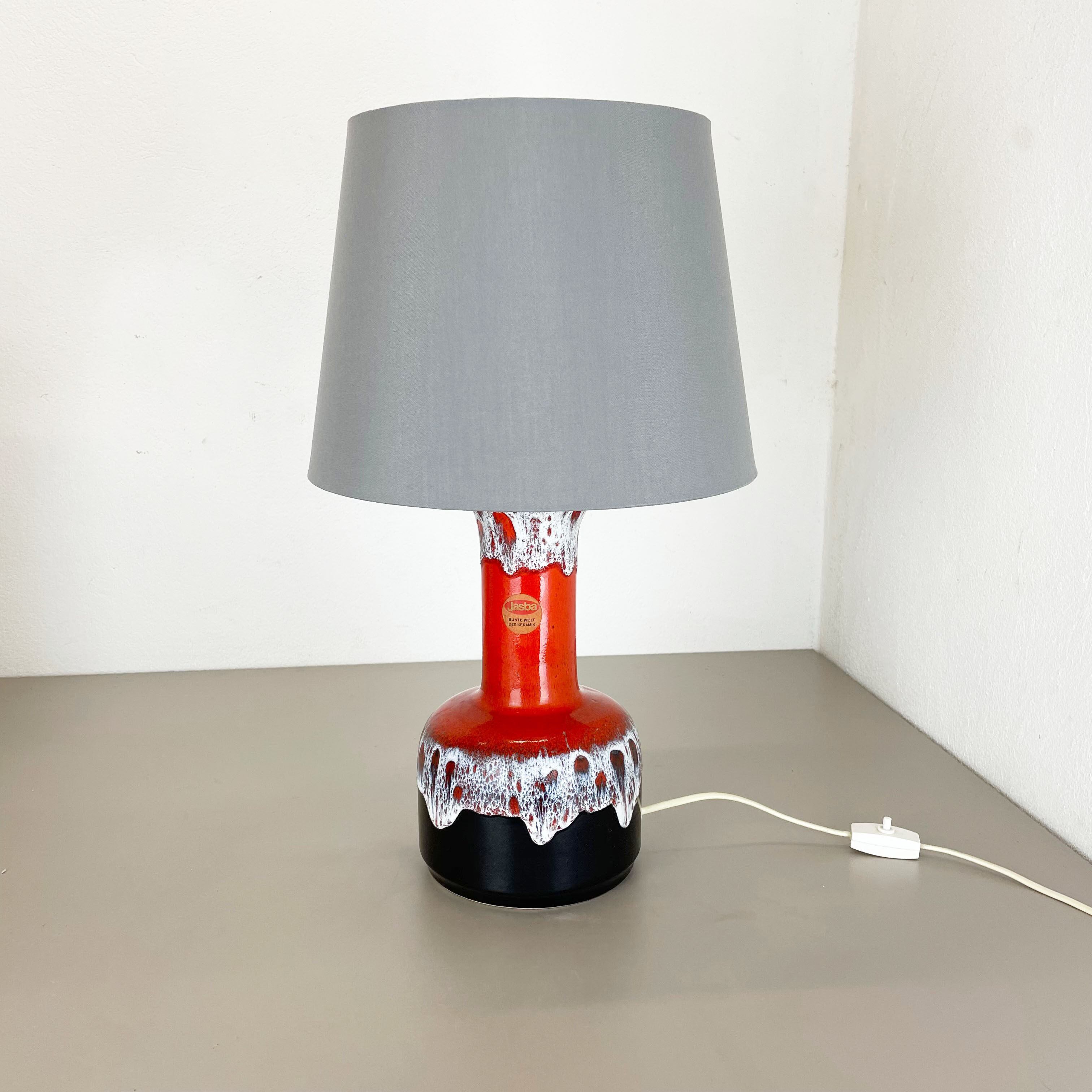 Super Colorful Fat Lava Pottery Table Light Base by Jasba Ceramics Germany 1970s