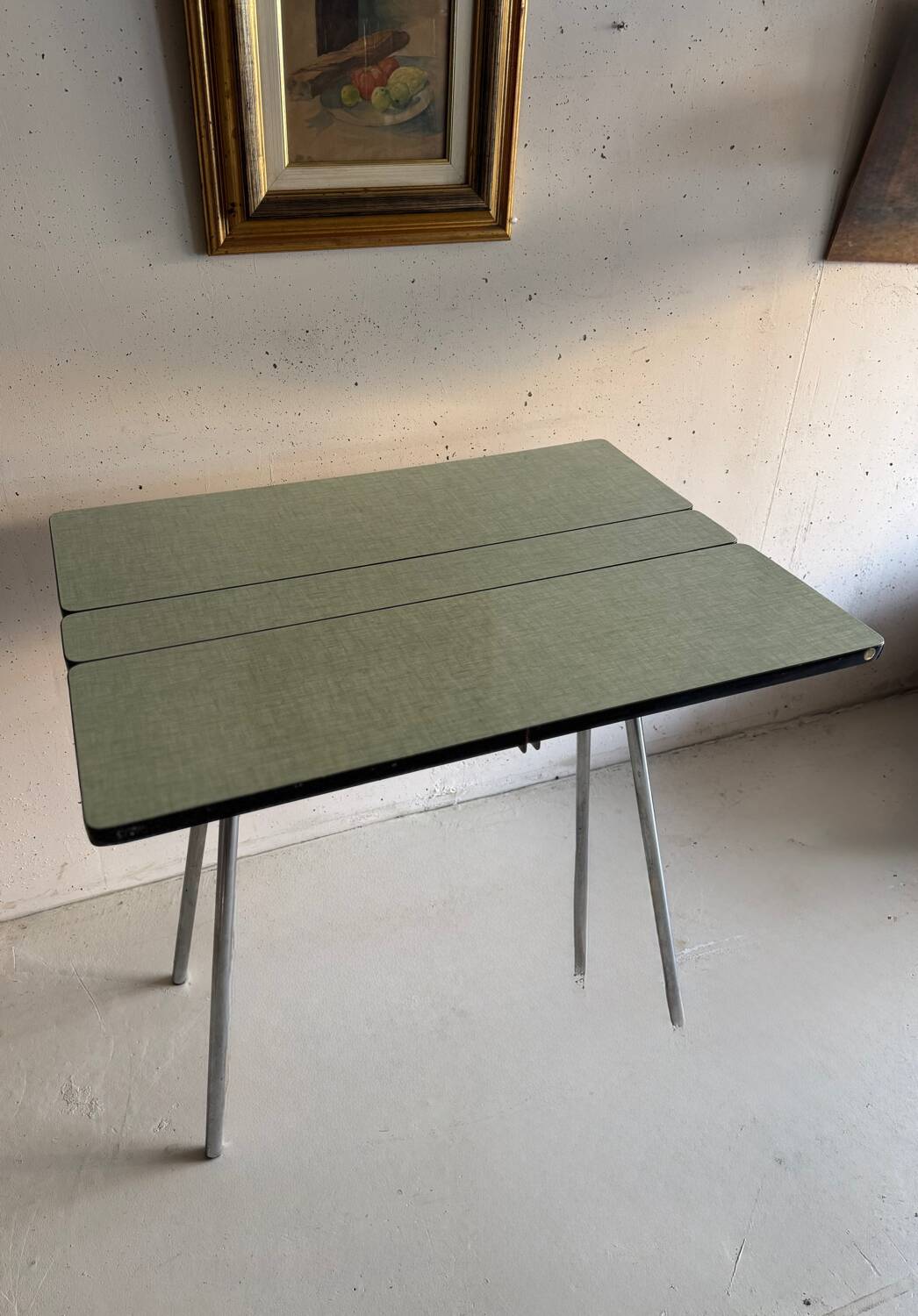 Vintage folding table light blue formica