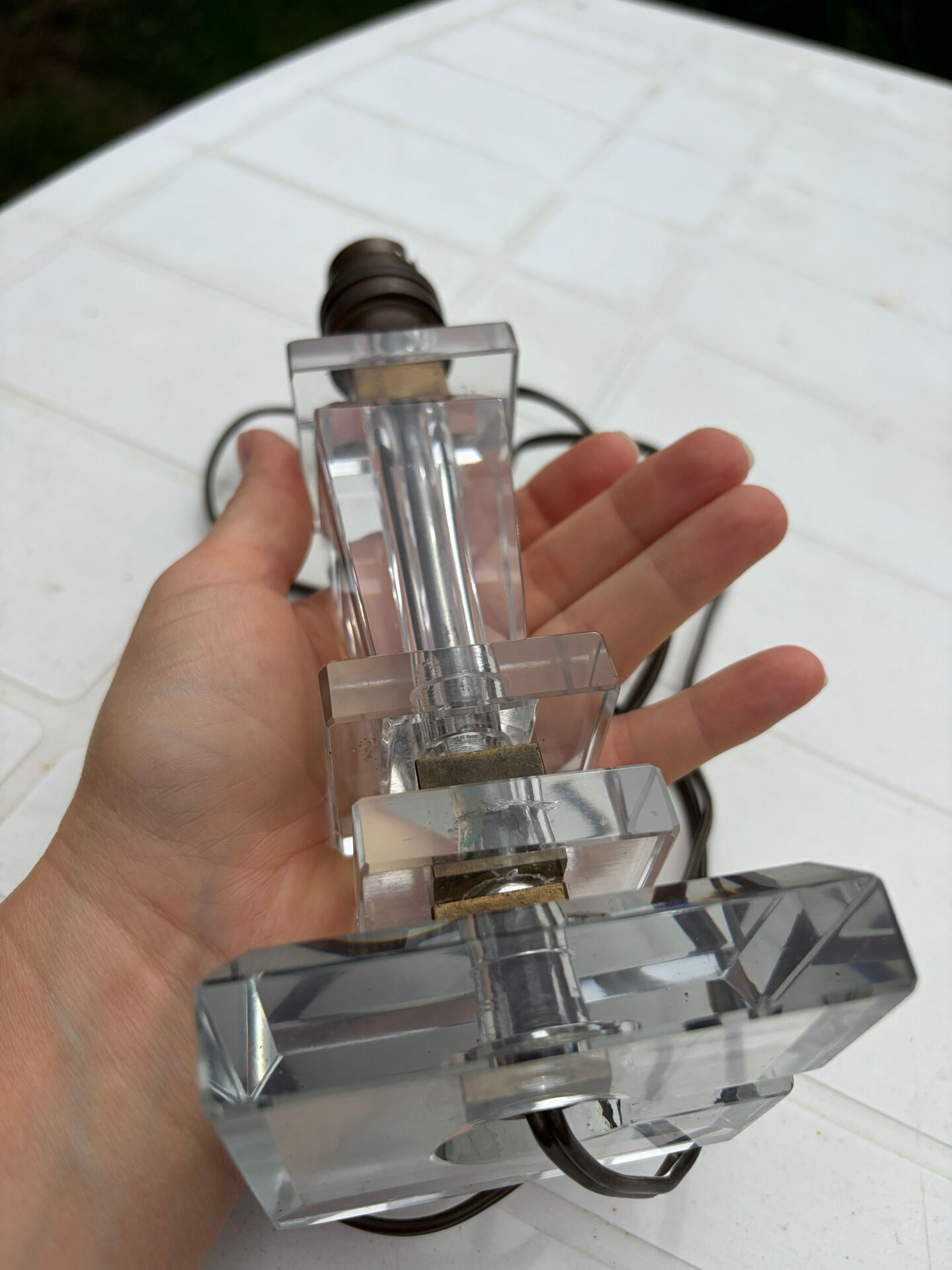 Art Deco crystal lamp base 1930 bronze