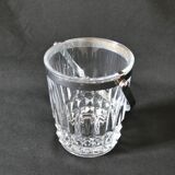 Seau à glace vintage en verre estampillé avec une anse en métal
