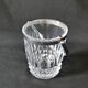 Vintage glass ice bucket stamped with a metal handle