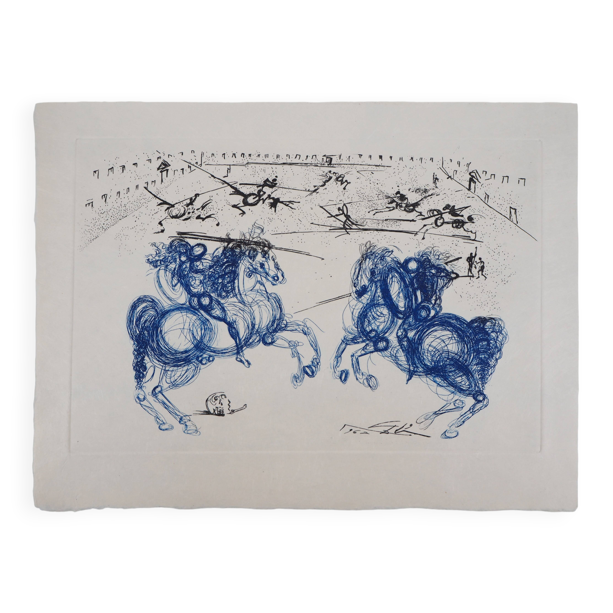 Salvador Dali: The Blue Riders, original signed etching