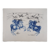 Salvador Dali : Les cavaliers bleus, gravure originale signée