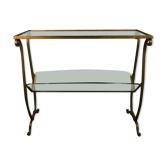 Review door / golden wrought iron sofa end and glass top 1950