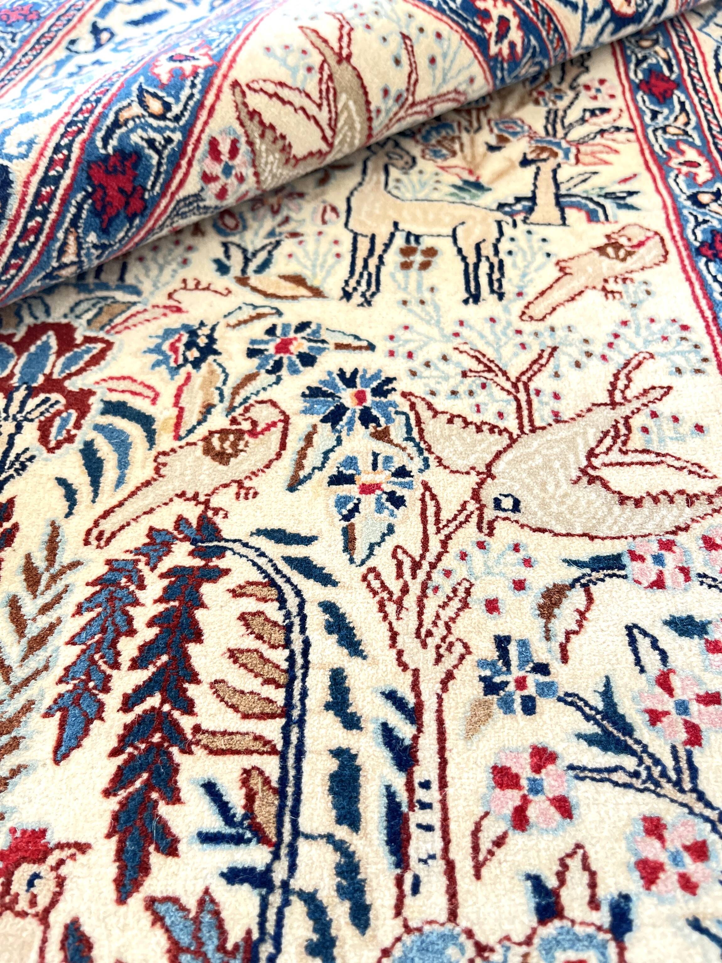 Tapis orient persan Iran Naïn Tudeshk 1.08 x 0.78 cm -Laine et soie