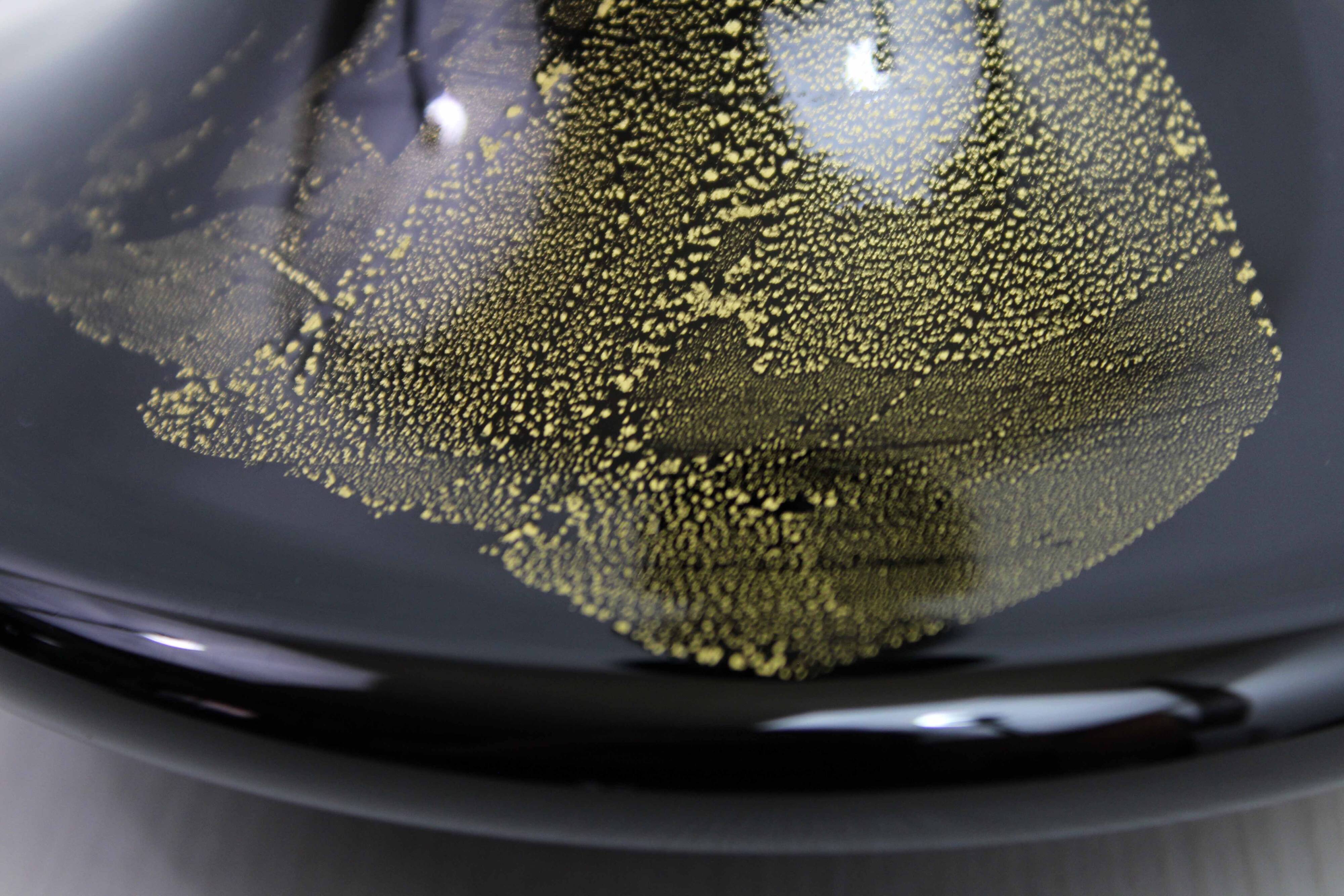 Theresienthal black and gold glass vase 1970