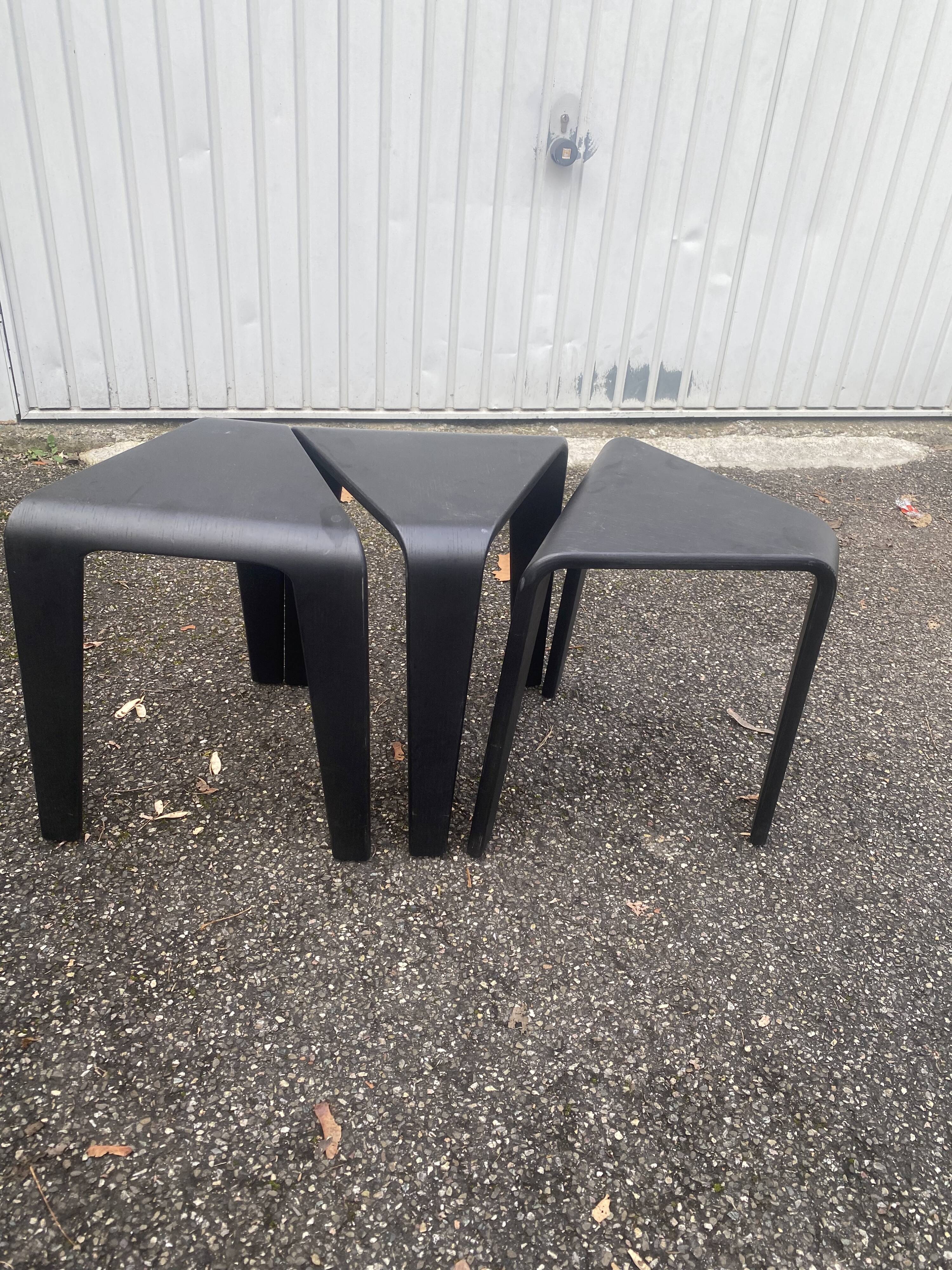 set of 3 Arper Ply stools, designed by Lievore, Altherr, Molina