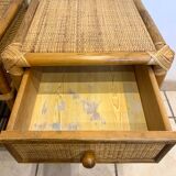 Pair of vintage rattan bedside tables