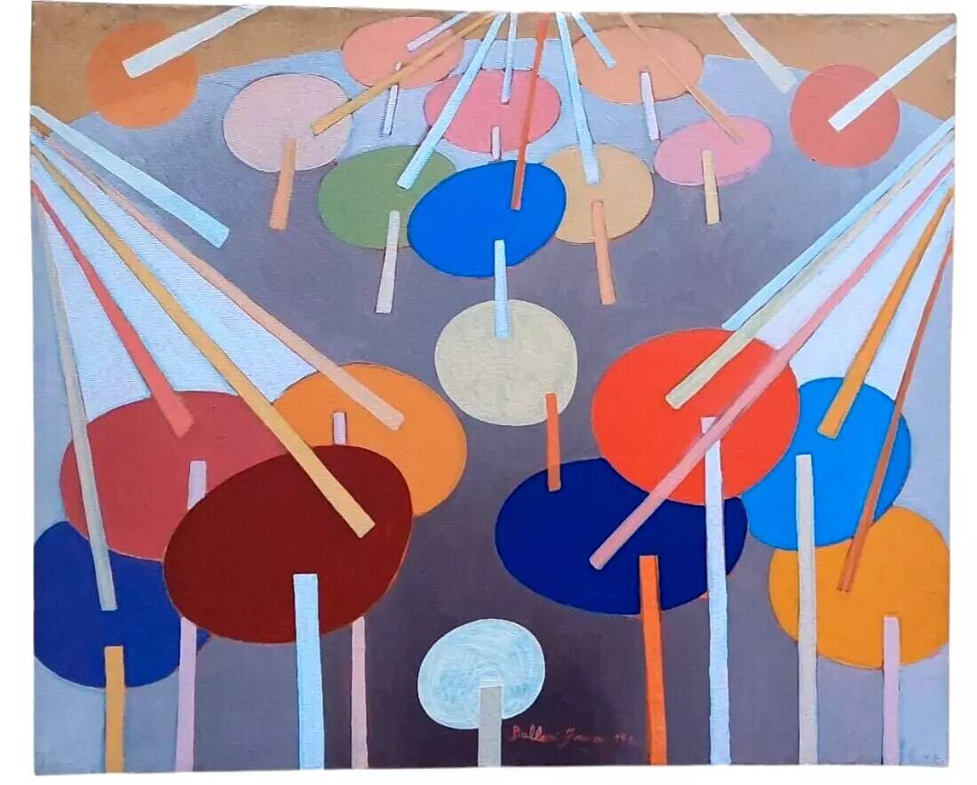 Abstract painting franco balleri 1974 oil on canvas