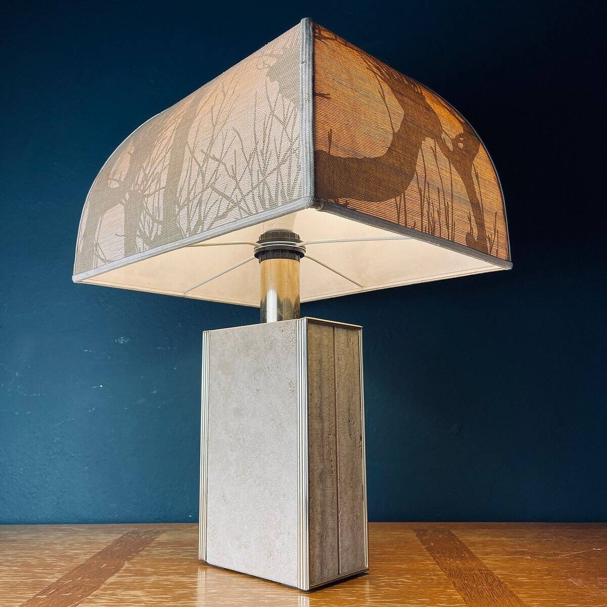 Travertine marble table lamp, Italy, 1970s