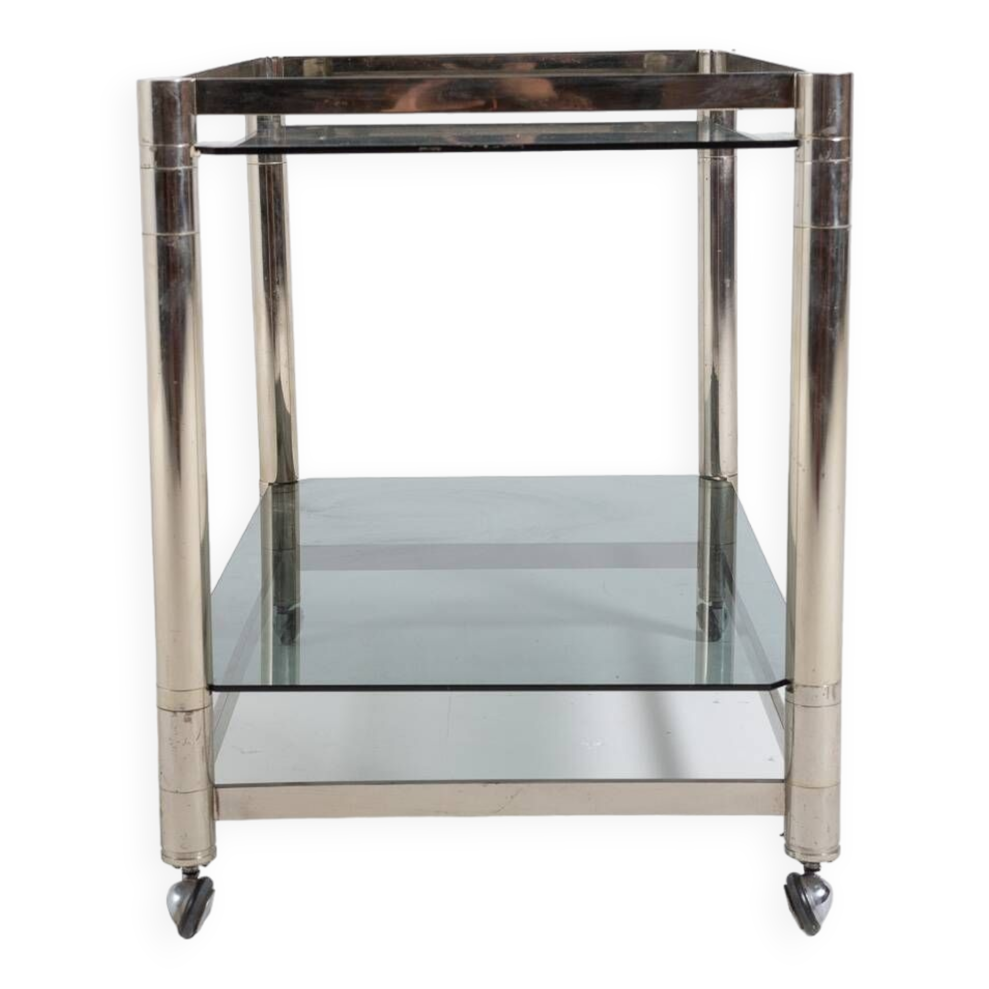 Italian modern chromed steel serving cart/side table, 1970’s