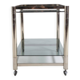 Italian modern chromed steel serving cart/side table, 1970’s