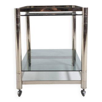 Italian modern chromed steel serving cart/side table, 1970’s