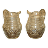 Vintage pair of cut glass Art Deco decanters circa 1930.