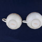 2 cups Gien earthenware breakfast pattern with orange wheat cob diam 12 cm