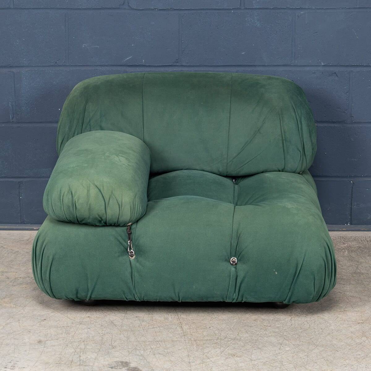 Vintage 20thc "camaleonda" green fabric armchair by mario bellini for c&b