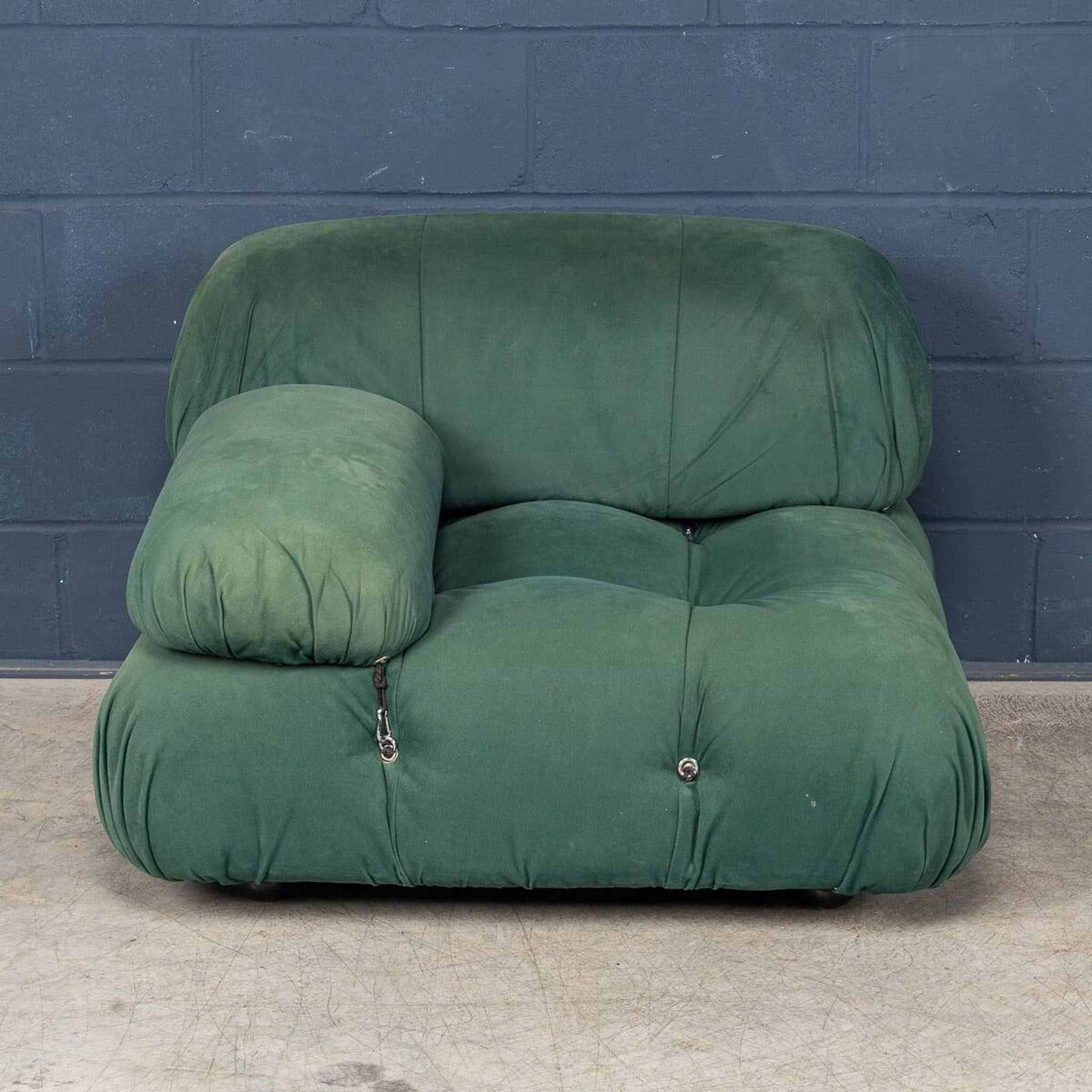 Vintage 20thc "camaleonda" green fabric armchair by mario bellini for c&b