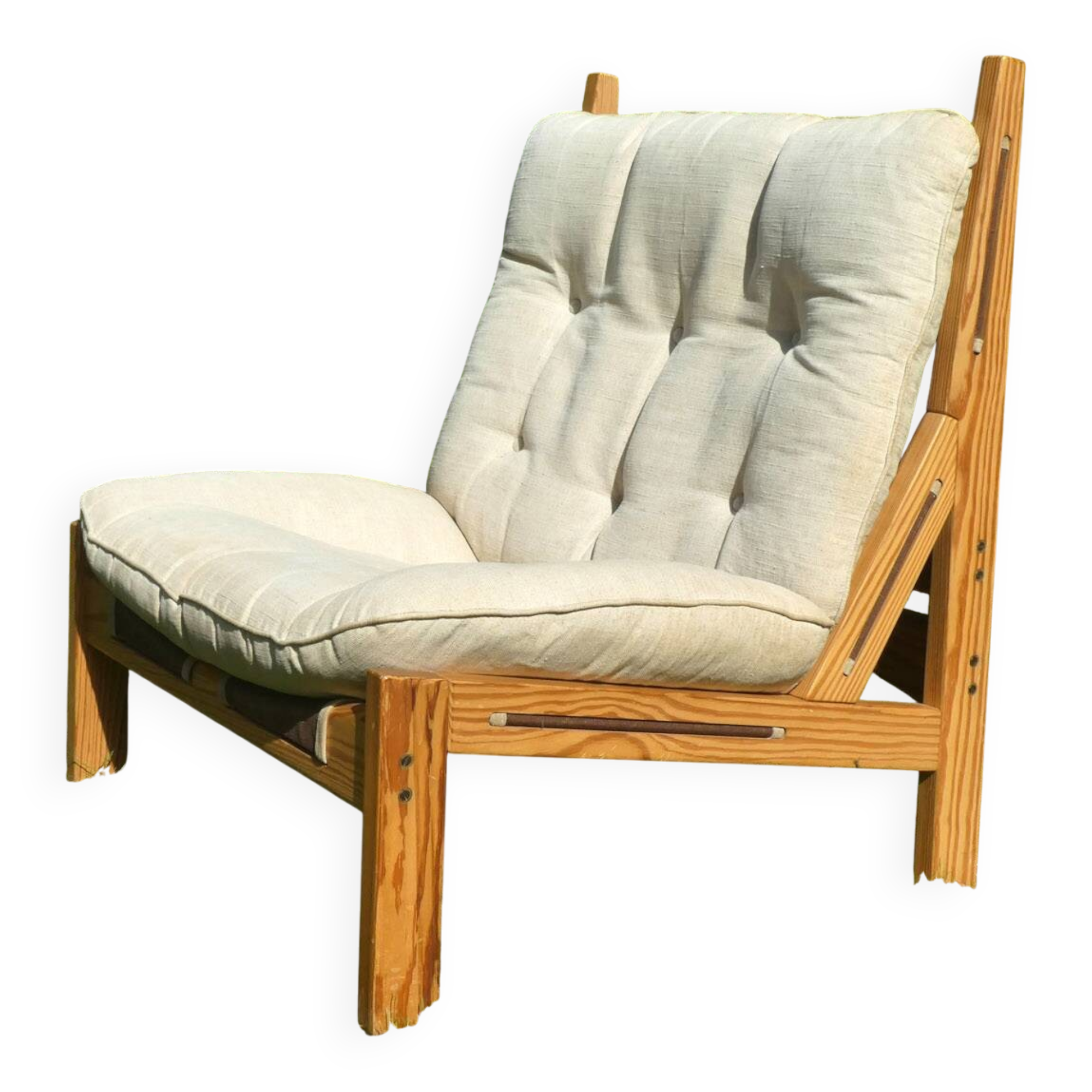 rare large pine armchair, Silkeborg, Denmark, 1970