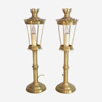 Paire de lampes bougeoirs