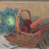 Original Swedish Oil on Canvas “Vegetable Basket” – G Wald Vintage